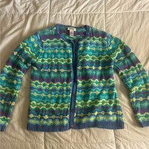 Talbots Multicolor Wave Pattern Cardigan